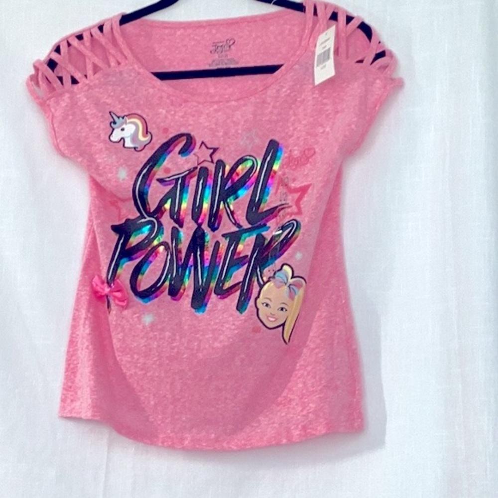 Jo Jo Siwa NWT size 12 pink girls top. Beautiful cut out shoulder/sleeves